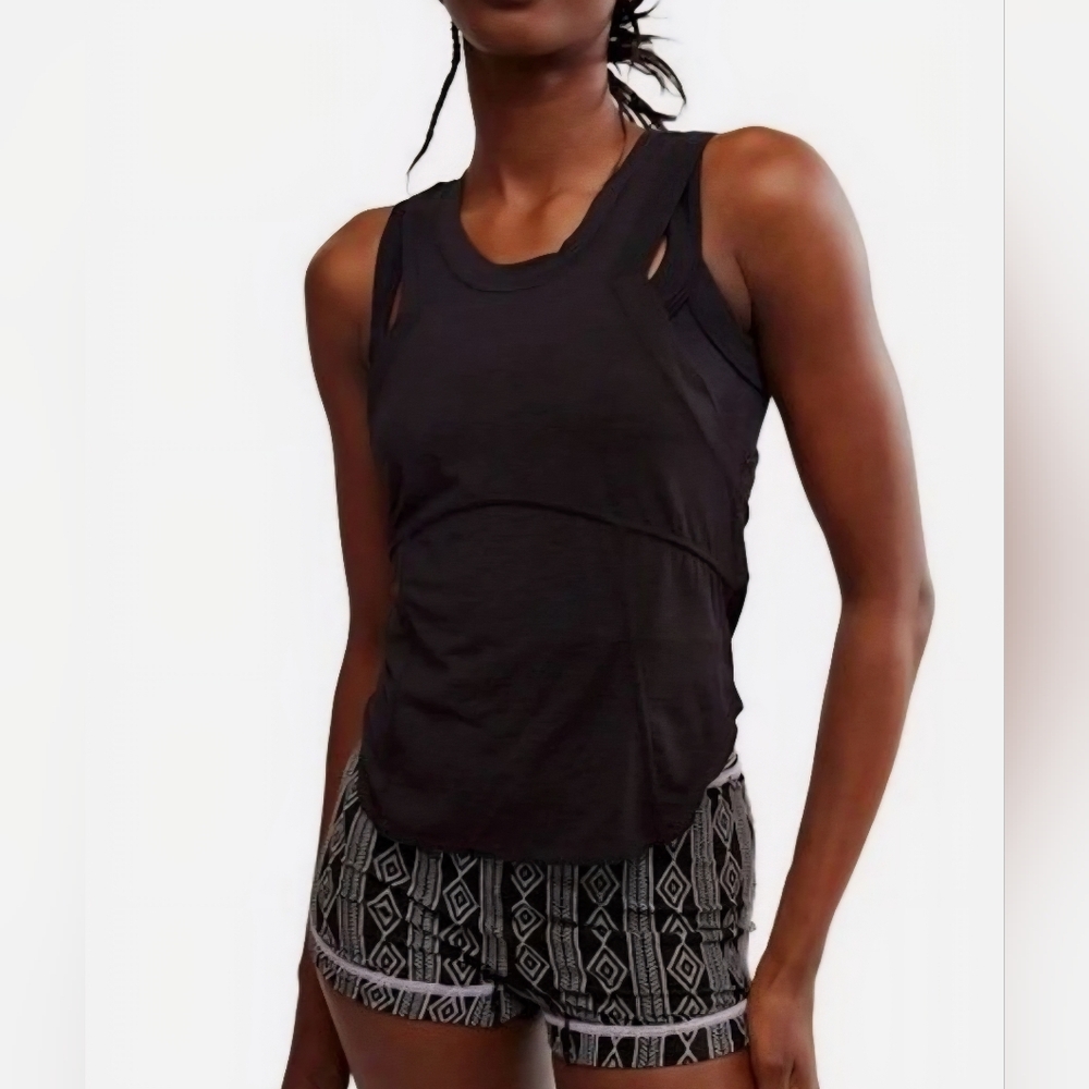 NWT Free People Movement Silver Lining Black Tempo Tank Top